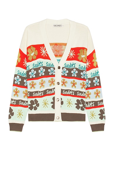SIEDRES Amber Graphic Intarsia Knit Cardigan in Multi