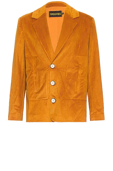 Corduroy Suit Jacket in Mustard