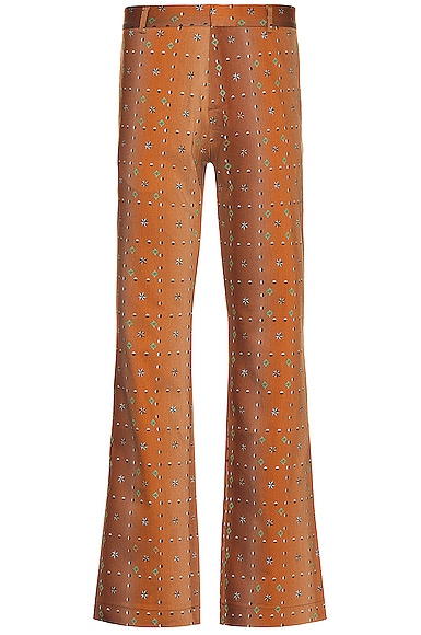 Flared Geometric Pants in Burnt Orange