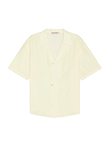 SIEDRES Colton Resort Collar Short Sleeve Shirt in Yellow