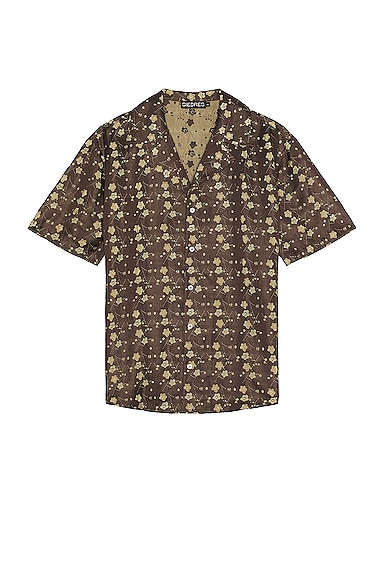 X Fwrd Resort Collar Short Sleeve Shirt in Chocolate