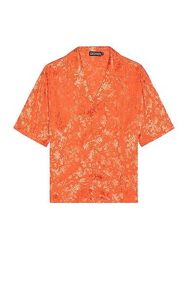SIEDRES Resort Collar Jacquard Shirt in Orange