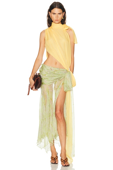Dalia Two Toned Draped Chiffon Gown