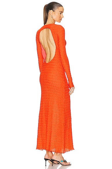 SIEDRES Lendi Open Back Textured Maxi Dress in Orange
