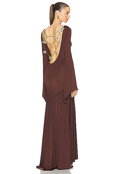 Shop Siedres Alin Long Sleeve Maxi Dress In Brown