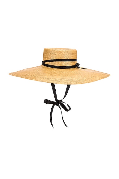 Extra Long Brim Leather Ribbon Hat