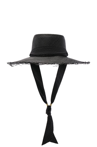 Long Brim Boater Hat with Frayed Brim