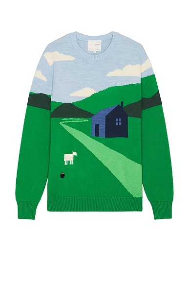 Sheep Inc. The Sheepscape Crewneck Sweater in Bottle Green