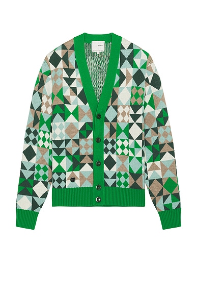 Sheep Inc. The Patchwork Cardigan in Bottle Green