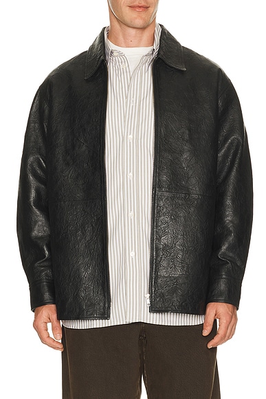 Crinkle Leather Shirt Jacket