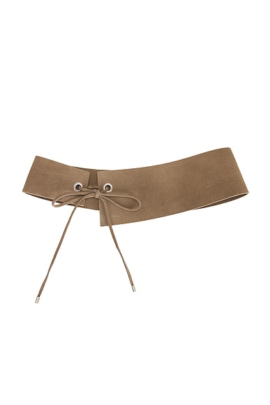St. Agni Suede Asymmetric Belt in Almond