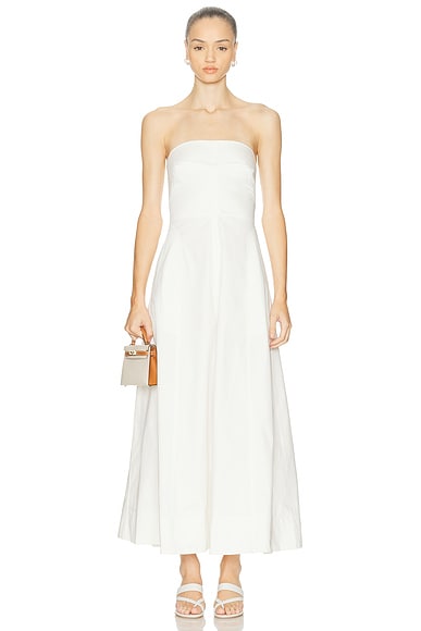 St. Agni Sculpted Cotton Strapless Dress in Milk