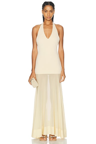 St. Agni Circle Hem Halter Dress in Porcelain