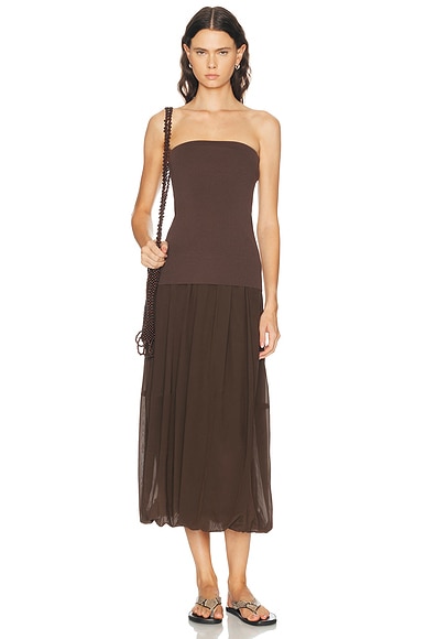 St. Agni Strapless Balloon Hem Dress in Cedar