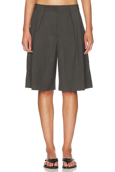 St. Agni Wool Pleat Loop Short in Mulch