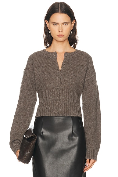 St. Agni Wool Cardigan in Taupe Melange
