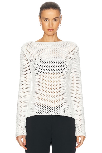 St. Agni Cotton Crochet Jumper in Off White