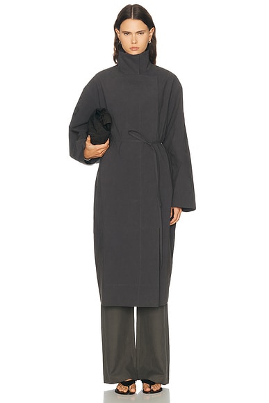 St. Agni Technical Cotton Cocoon Coat in Iron Glaze