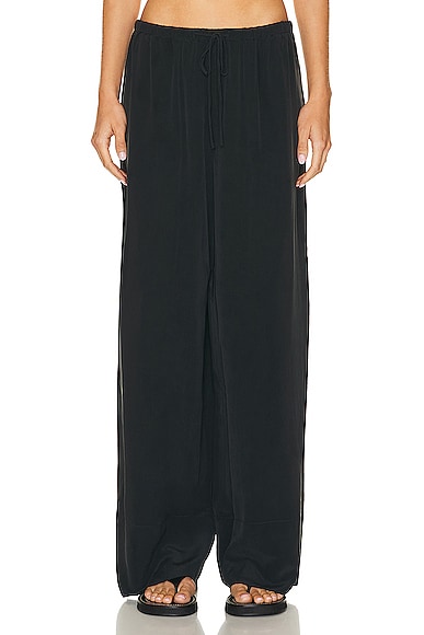St. Agni Relaxed Silk Pant in Washed Black