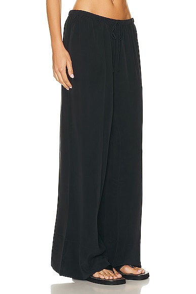 Shop St Agni Relaxed Silk Pant In Washed Black