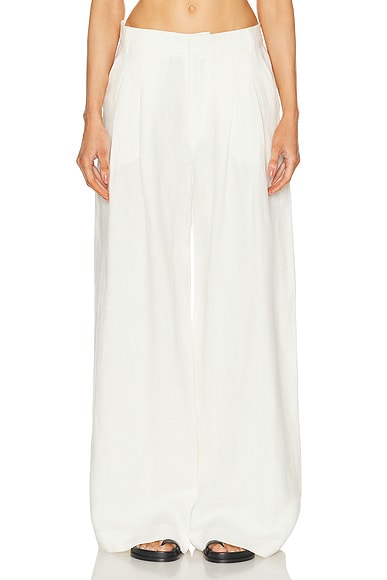 St. Agni Tailored Linen Pant in Ivory