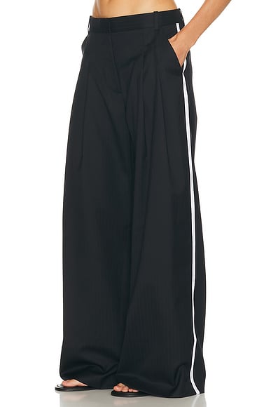 St. Agni Side Stripe Homme Pant in Black Pinstripe