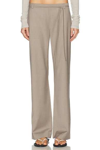 St. Agni 90's Wool Rouleau Minimal Pant in Light Taupe