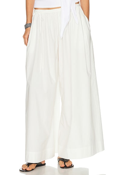 St. Agni Cotton Hybrid Wide Leg Pant in Off White