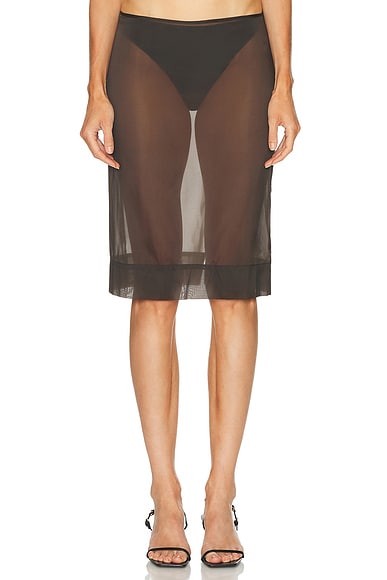 Transparent Skirt in Black Olive