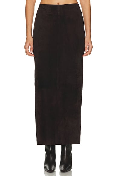 St. Agni Suede Column Skirt in Coffee