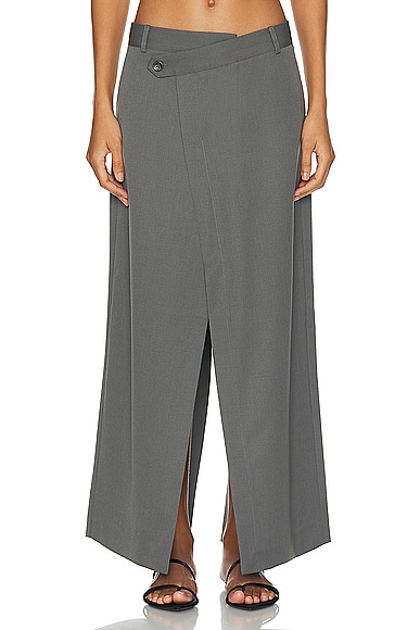 St. Agni Deconstructed Waist Maxi Skirt in Pewter Grey