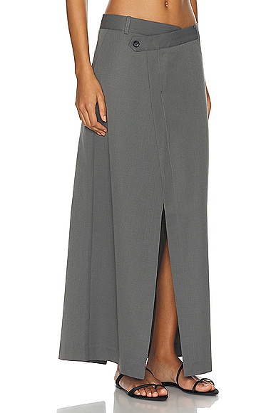 Shop St Agni Deconstructed Waist Maxi Skirt In Pewter Grey
