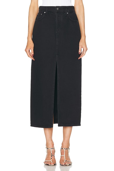 Shop St Agni Denim Maxi Skirt In Washed Black