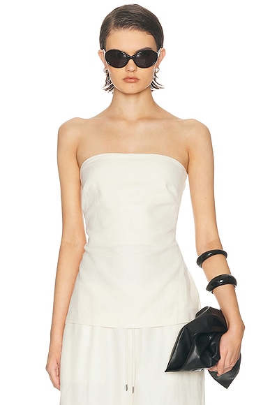 St. Agni Strapless Rouleau Tie Top in Ivory