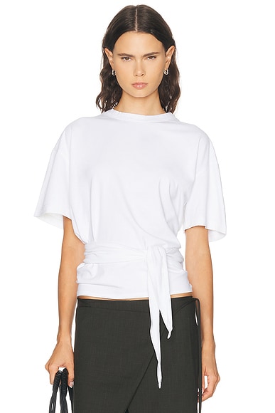 St. Agni Cotton Jersey Split Back Tee in Off White