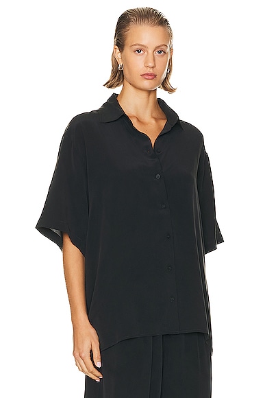 Shop St Agni Unisex Silk Shirt In Washed Black