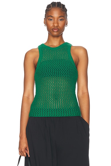 St. Agni Cotton Crochet Tank Top in Verde