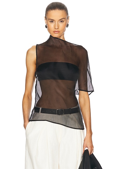 St. Agni Silk Mesh Top in Black