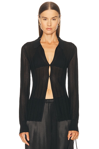 St. Agni Textured Knit Shirt in Black