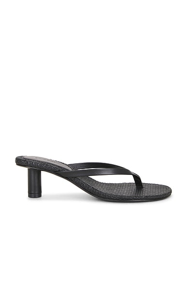 St. Agni Woven Thong Heeled Sandal in Black