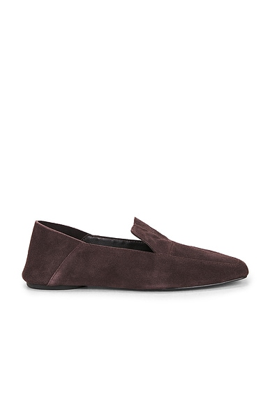 St. Agni Suede Minimal Flat Loafer in Coffee