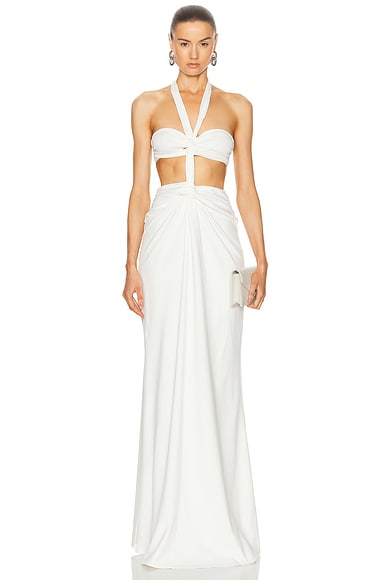 Sid Neigum Bandeau Knot Knit Dress In Cream
