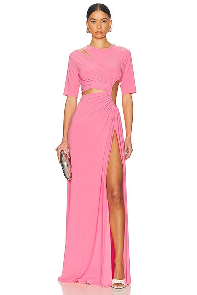 Sid Neigum Gathered Slit Maxi Dress in Pink