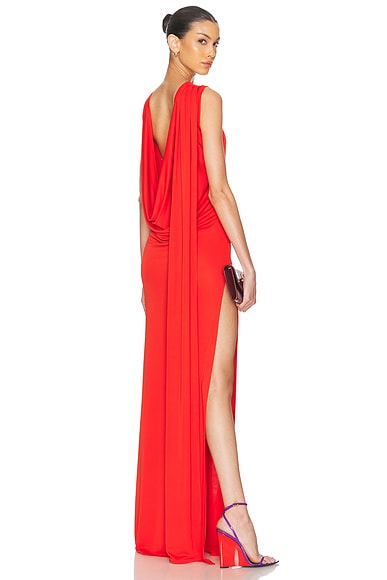 Sid Neigum Floor Length Cowl Back Dress in Red