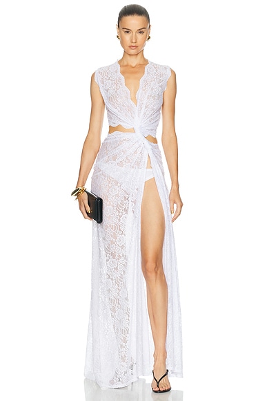 Sid Neigum Lace Triple Loop Knit Dress in White