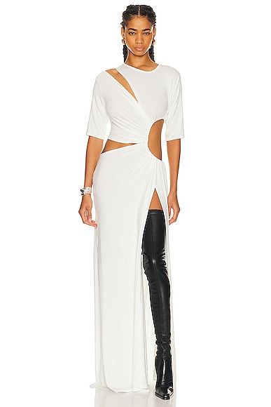 Gathered Slit Maxi Dress