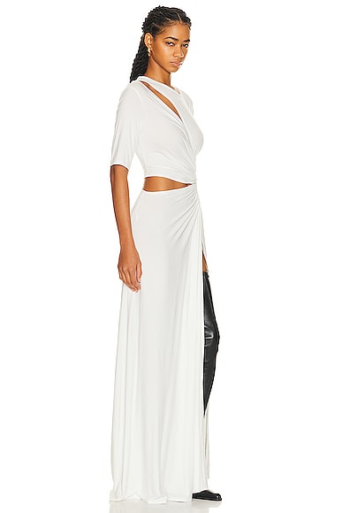 Shop Sid Neigum Gathered Slit Maxi Dress In White