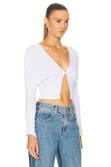 Shop Sid Neigum Cropped Knife X Box Pleated Cardigan In White