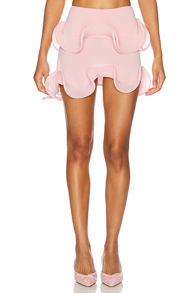 Sid Neigum Wave Hem Bamboo Mini Skirt in Powder Pink