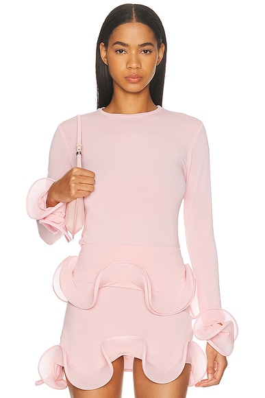 Sid Neigum Wave Sleeve Bamboo Top in Powder Pink
